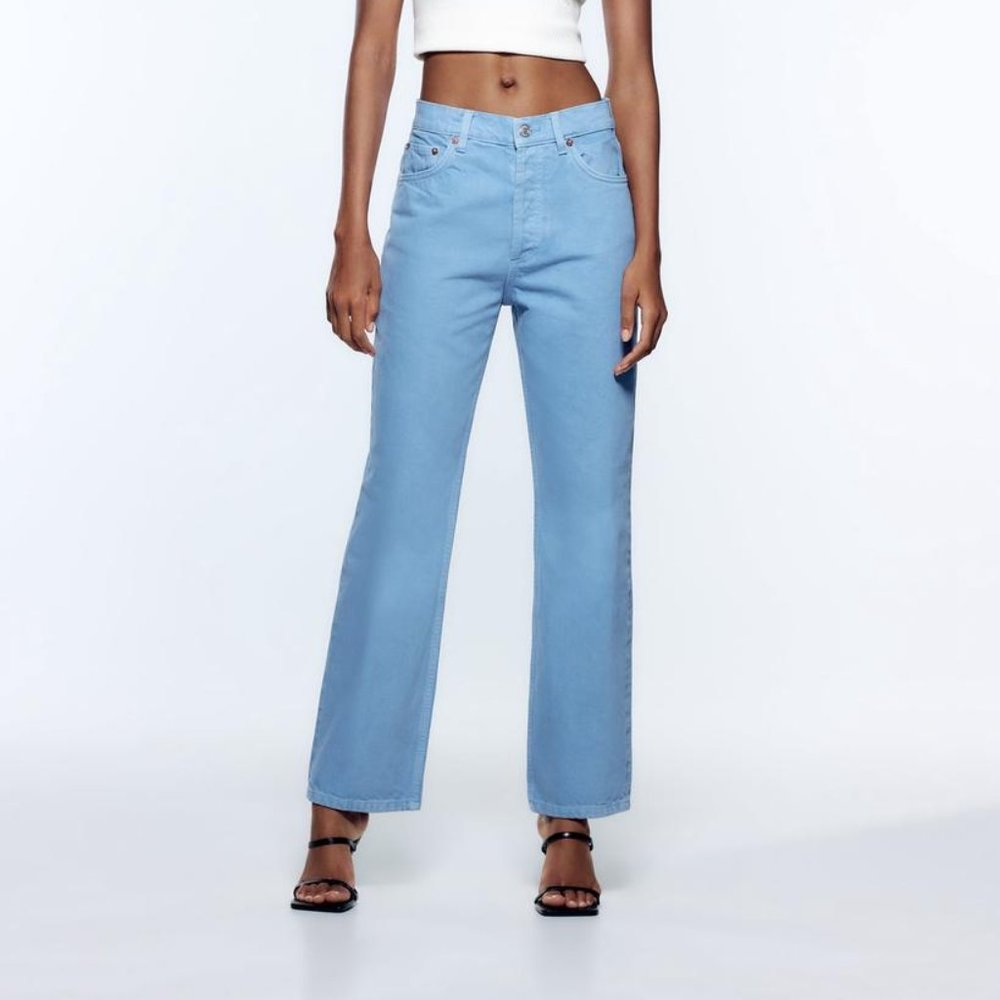 Zara High-Rise Straight Leg Jeans